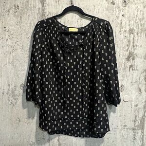 Princess Vera Wang Black Blouse with White Dots